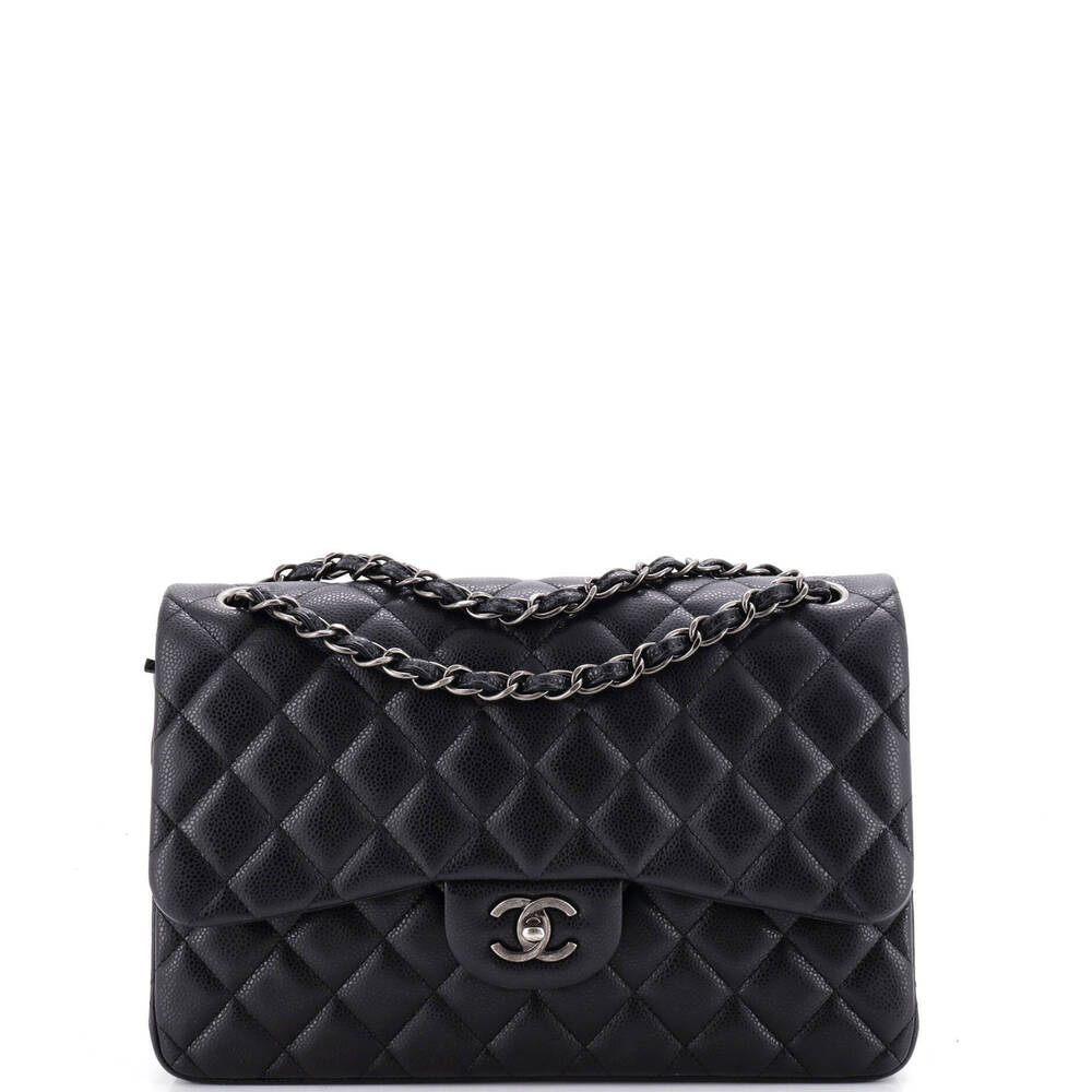 Chanel Jumbo Classic Double Flap Bag Quilted Caviar